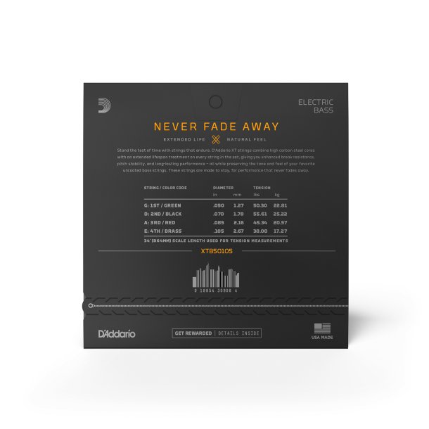 D'Addario XTB50105, Strenges�t Elbas XT Coated 050-105 Long scale
